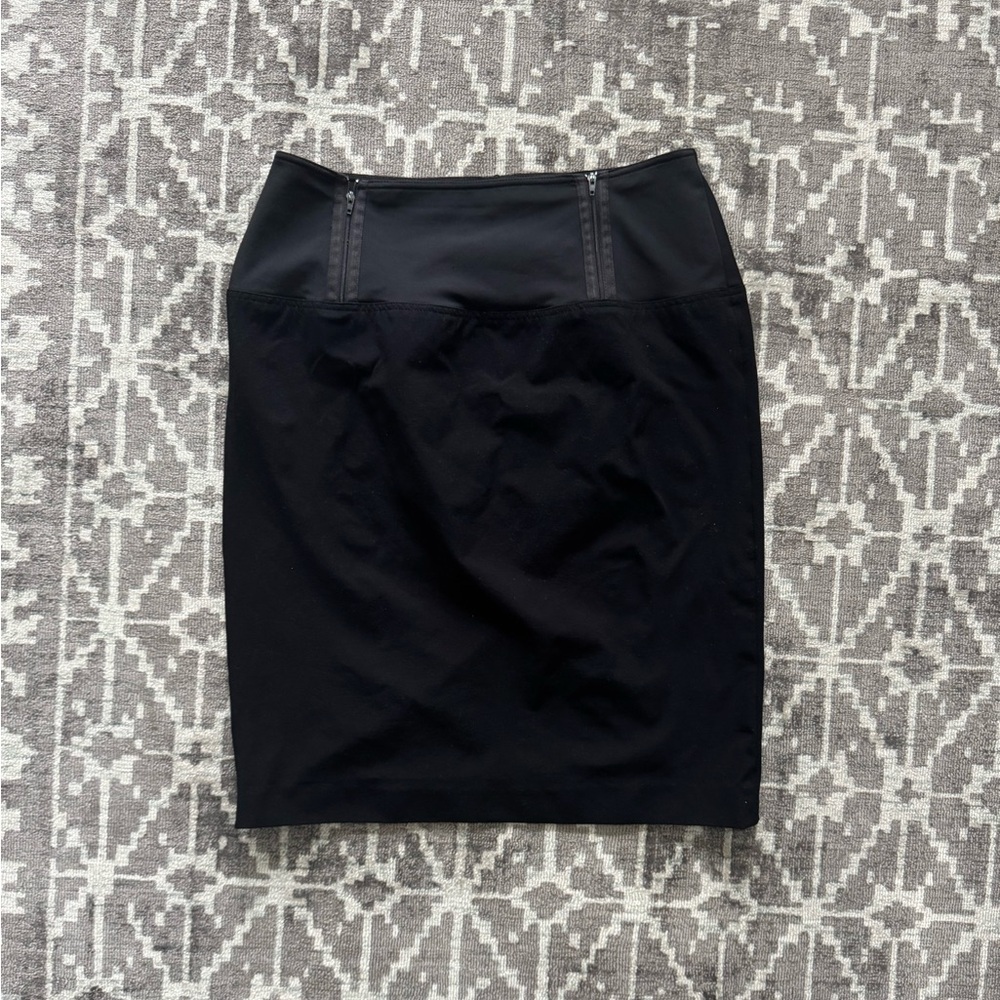 Vintage 90s Express World Brand Black Pencil Skirt Y2K zipper detail top front